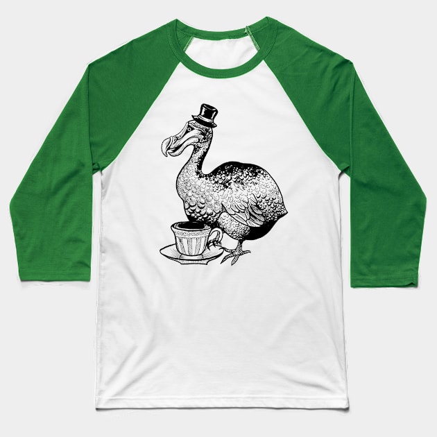 Teatime for Sir Dodo Baseball T-Shirt by nocturnarwhal